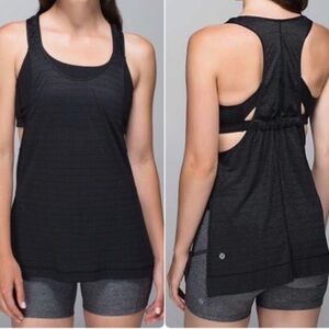 Lululemon black workout tank top with a built-in sports bra.